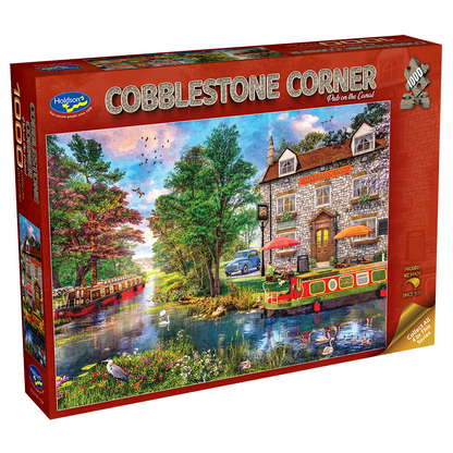 Cobblestone Corner 1000 Piece Jigsaw Puzzle Pub on the Canal