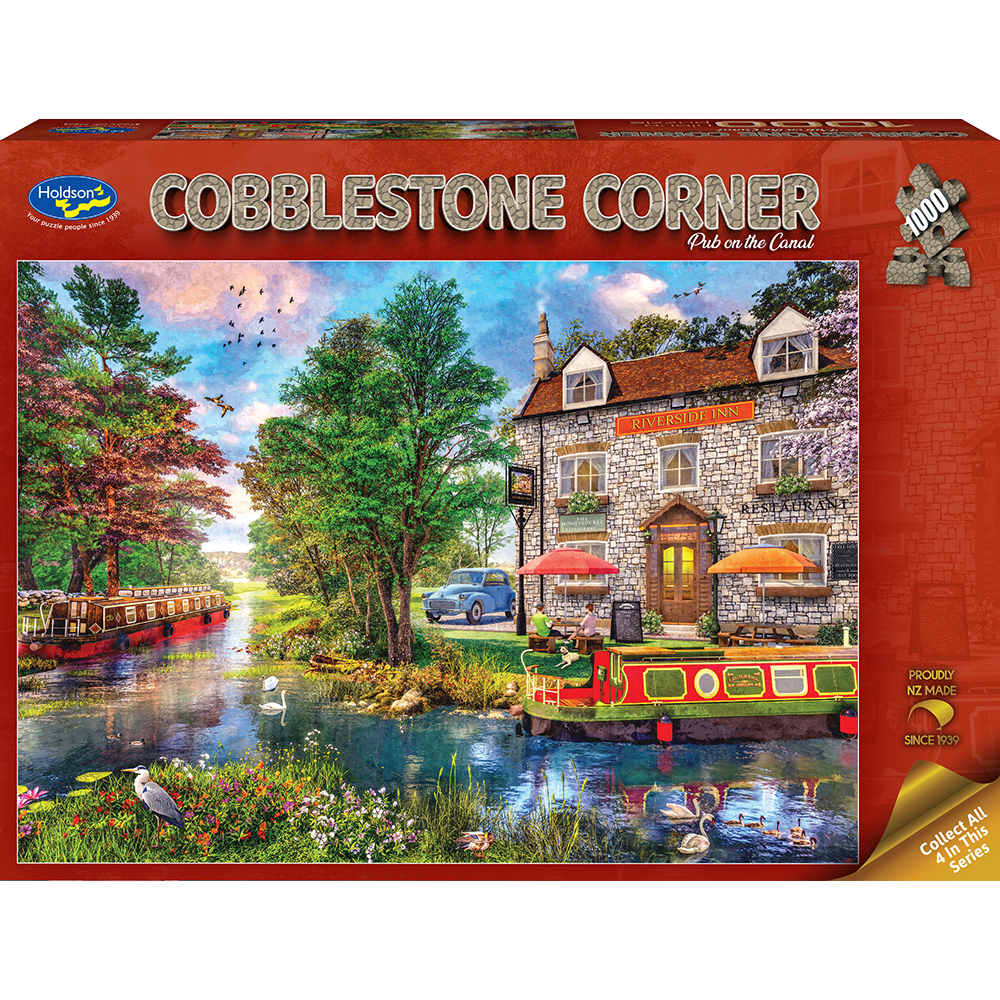 Cobblestone Corner 1000 Piece Jigsaw Puzzle Pub on the Canal