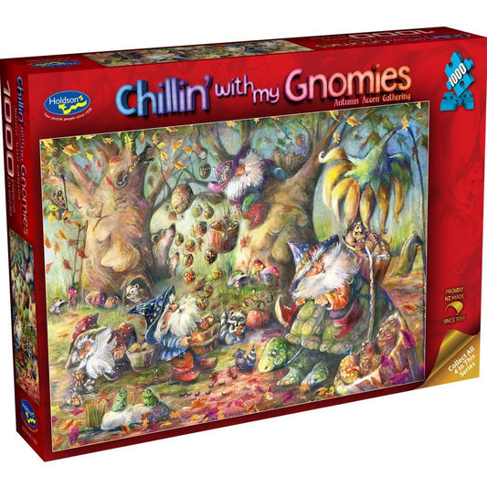 Chillin' with my Gnomies 1000 Piece Jigsaw Puzzle - Autumn Acorn Gathering