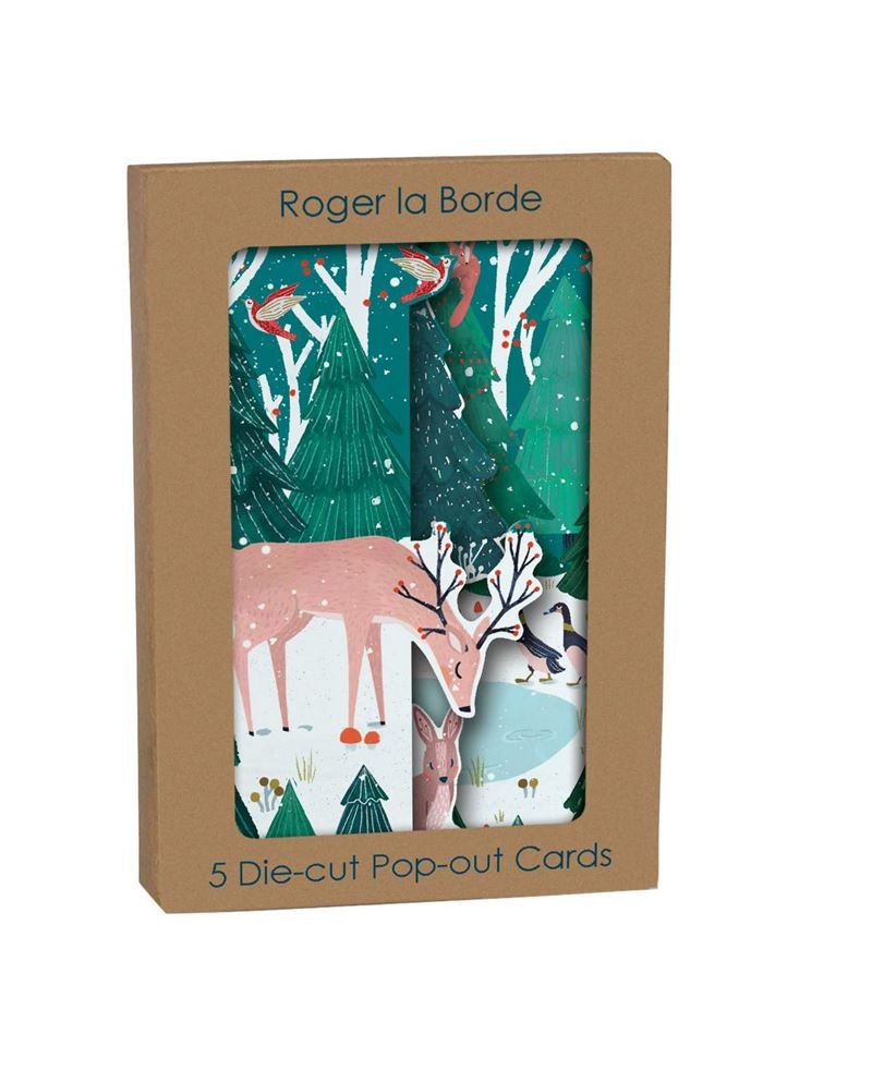 Roger La Borde - Magical Pond 5 Pkt - Christmas Trifold Card Kraft Pack