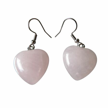 Lg Rose Quartz Heart Earrings
