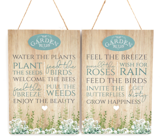 Garden Rules Wooden Plaques - Assorted