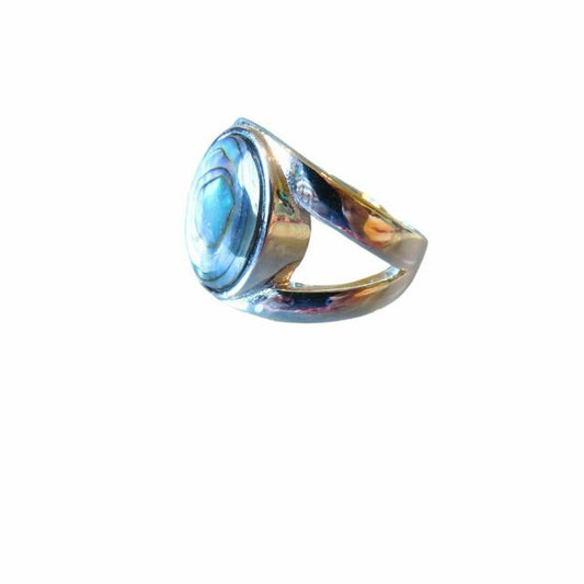 Sterling Silver & Paua Oval Adjustable Ring