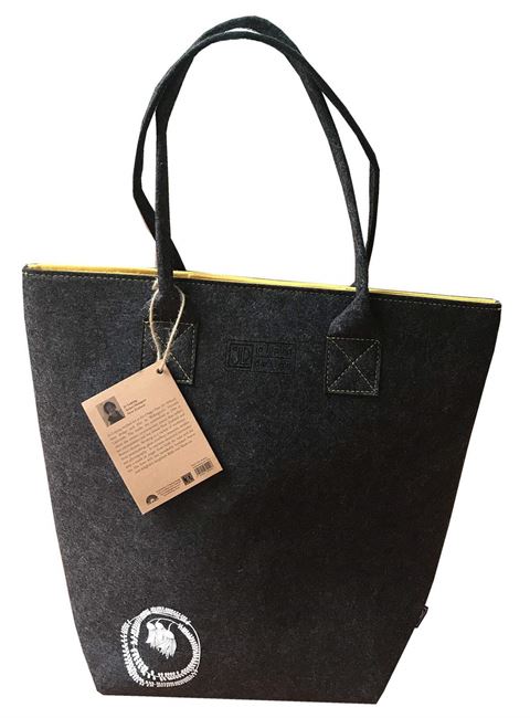 Jo Luping Design - Kowhai Yellow & Grey - Ecofelt Shoulder Tote Bag