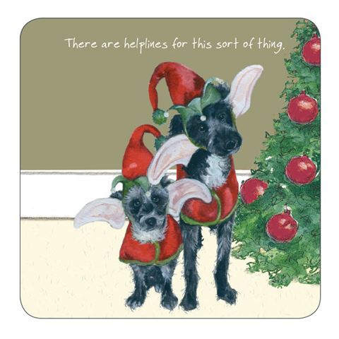 Little Dog Laughed - Helpline - Christmas Coaster