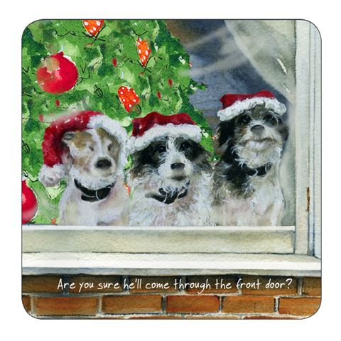 Little Dog Laughed - Front Door - Christmas Coaster