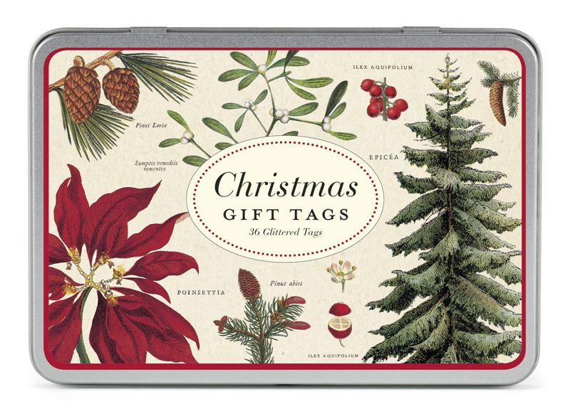 Cavallini & Co - Botanical Assorted - Christmas Glitter Gift Tags