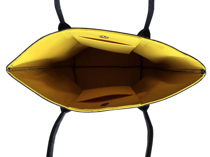 Jo Luping Design - Kowhai Yellow & Grey - Ecofelt Shoulder Tote Bag