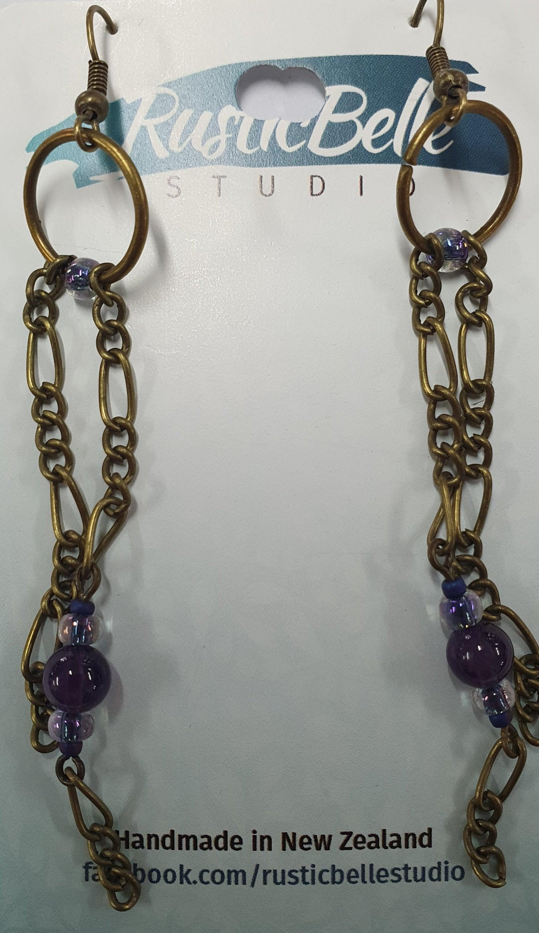 Rusticbelle Earrings - Purple Chain