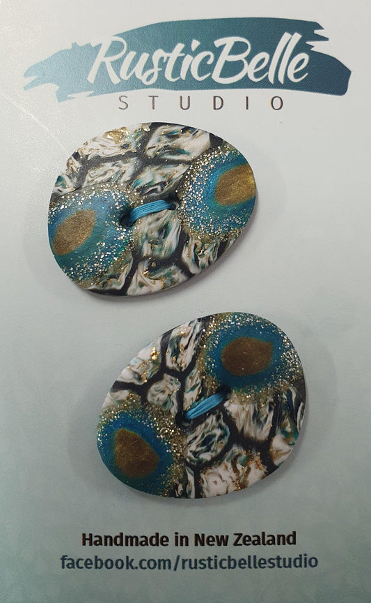 Rusticbelle Buttons - Polymer Clay Black White & Gold