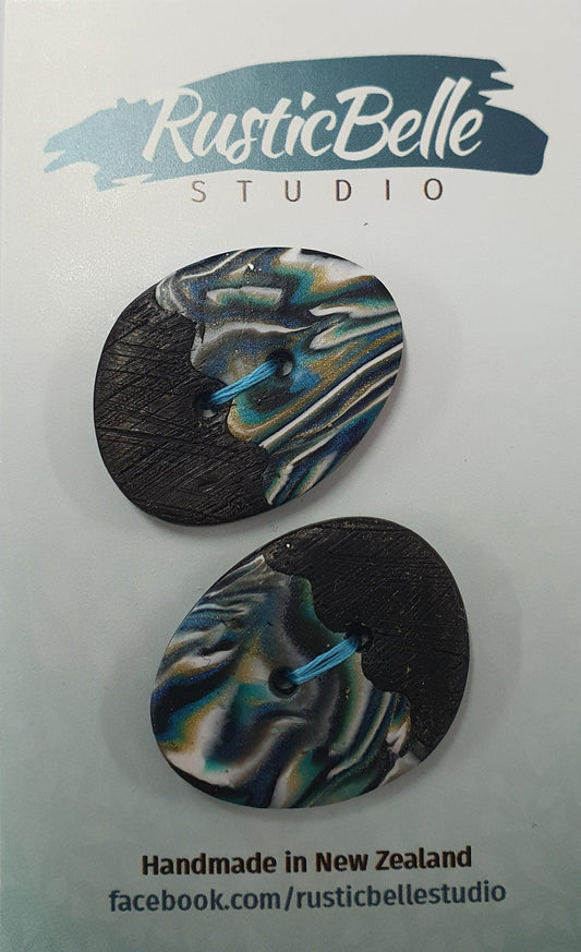 Rusticbelle Buttons - Polymer Clay Black Paua