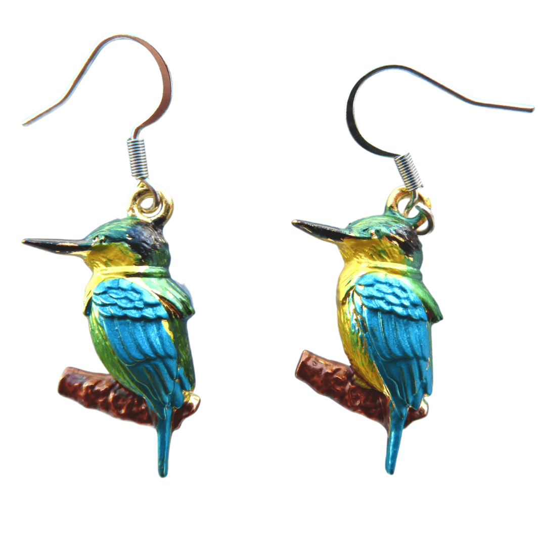 Kingfisher Drop Enamel Earrings