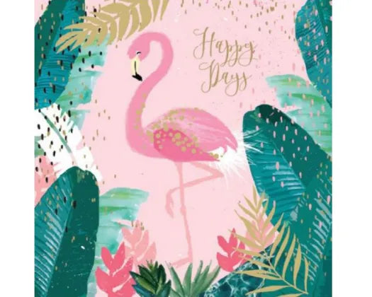 Pink Fizz Flamingo Birthday Card