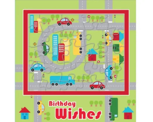 Puzzled Transport Birthday Card