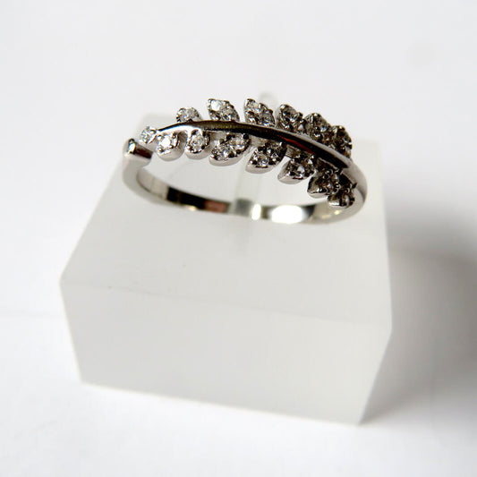 Sparkly Silver Fern Ring