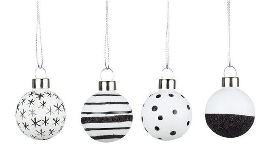 Räder - Black & White Assorted Set of 4 - Christmas Baubles
