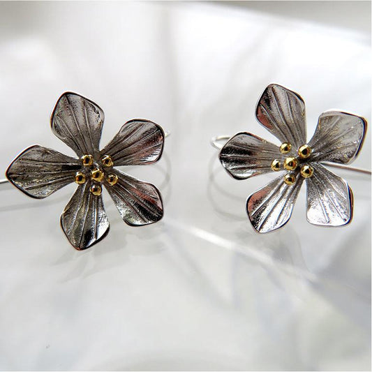 Sterling Silver New Zealand Alpine Gentian flower drop earrings
